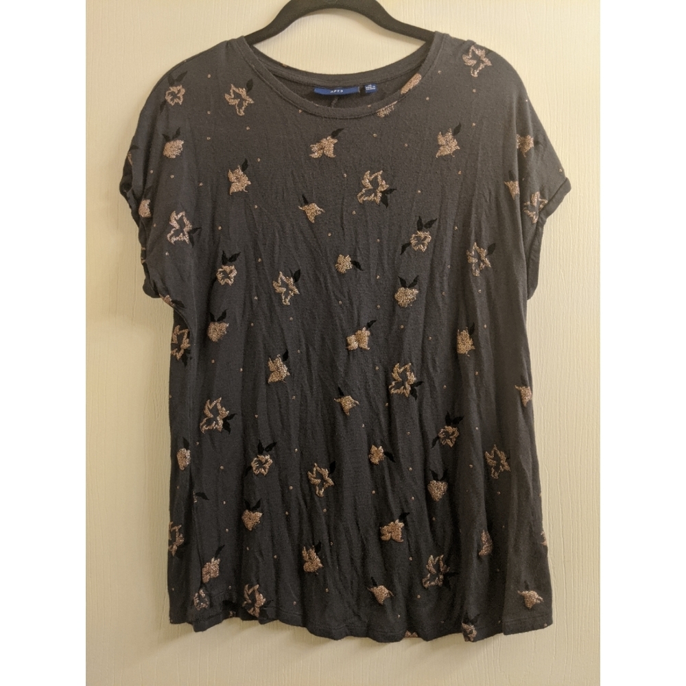 Apt 9 Gray Short Sleeve Shirt W/ Rose Gold Sparkle